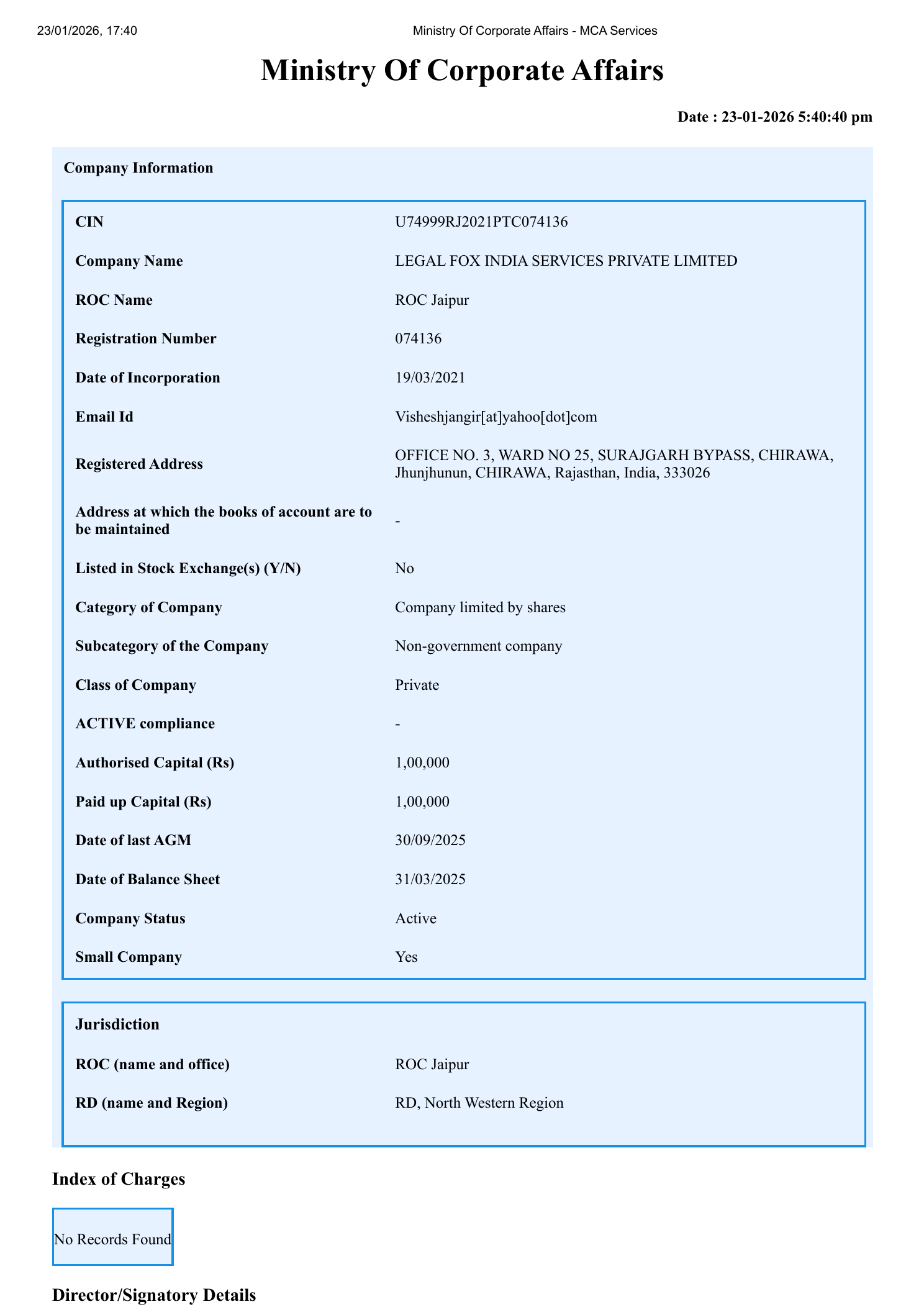 MCA Company Information