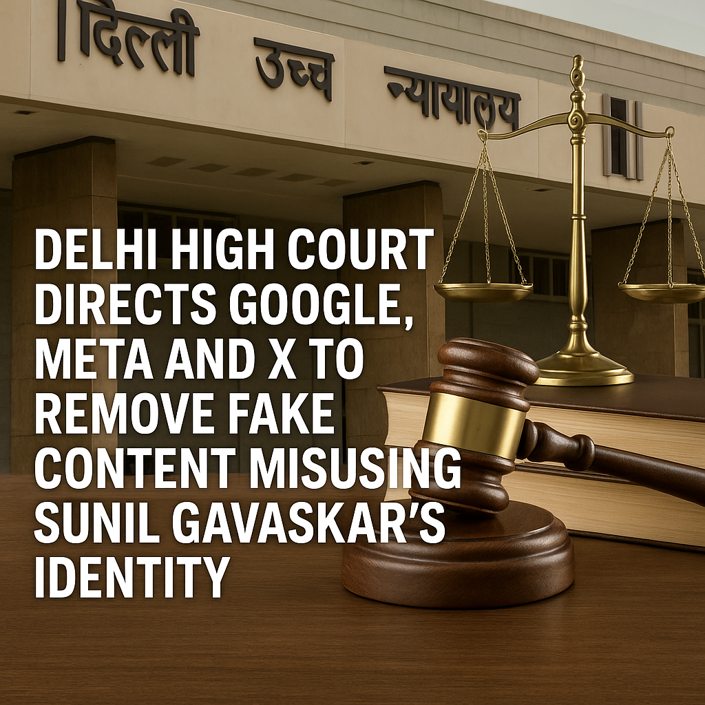 Delhi High Court Directs Google, Meta and X to Remove Fake Content Misusing Sunil Gavaskar’s Identity